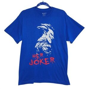 Gildan Mens Royal Blue Graphic T Shirt Her Joker Batman Comic Cool Tee L